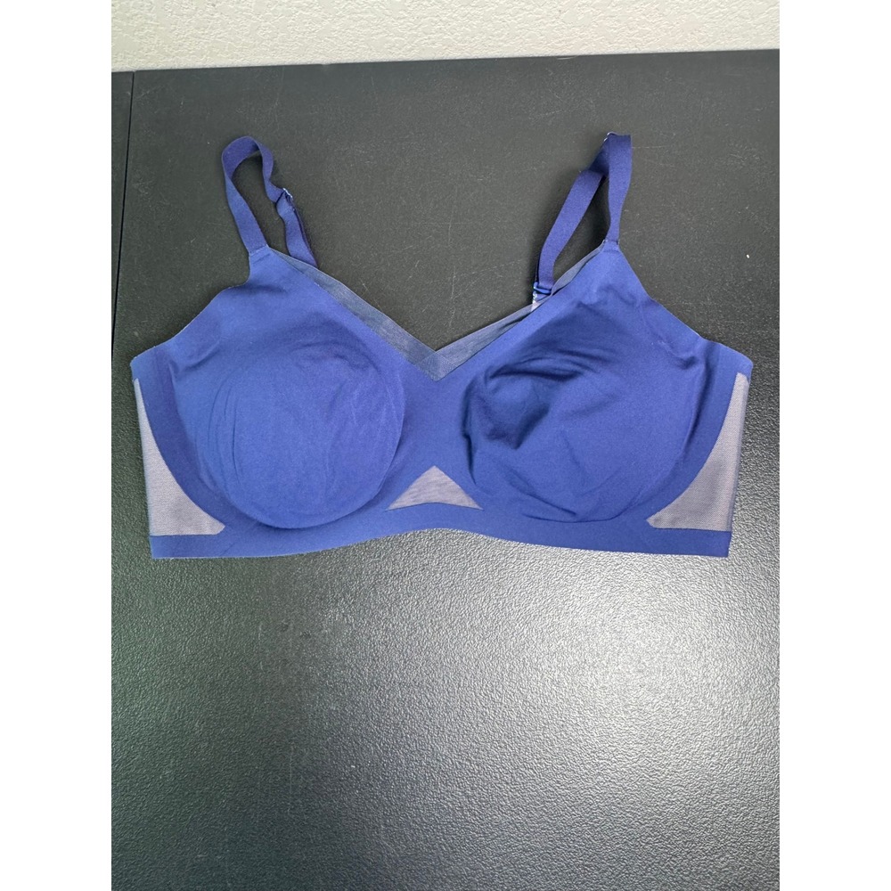 Honeylove Crossover Bra Navy Blue Wireless Support Smoothing Wings Size L